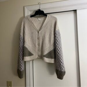 Splendid Cream and Gray Knit Cardigan